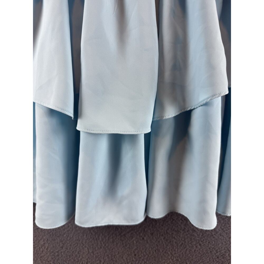 Amanda Uprichard Light Blue Dress XS V Neck Ruffle Smocked Mini Party - Picture 2 of 10